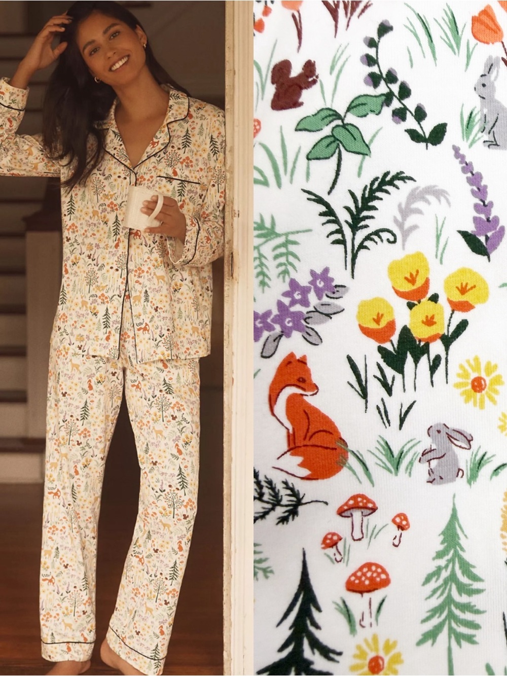 BedHead PJs Forest Trails Long Sleeve Classic Stretch Jersey Pajama Set 2 Piece